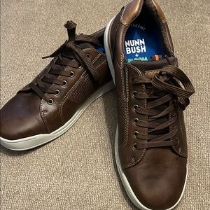 Nunn Bush x Bloom Men's Dark Brown Sneakers Faux Leather Lace Up SZ 11.5
